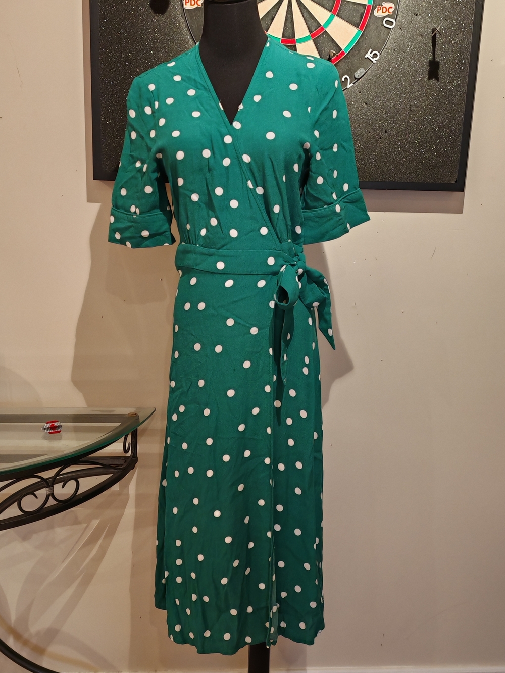 &Other Stories Green Polka Dot Midi Wrap Dress. - Picture 10 of 12